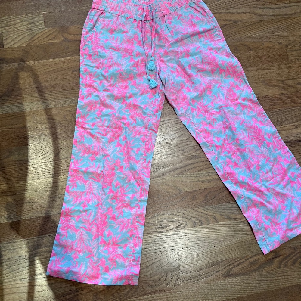 Vineyard Vines Pink & Light Blue Wide Leg Pants